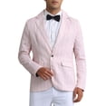 thumbnail image 1 of Blazers a rayas INSPIRE CHIC para hombres, chaquetas deportivas de ajuste slim con un botón, color rosa, 1 of 6