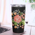 thumbnail image 3 of Rose 20oz Coffee Stainless Steel Mobile Tumblers, Vacuum Insulated Mug with Lid, Spill-Proof Travel Cup for Hot & Cold Drinks, for Coffee, Wine, Cocktails, Christmas, Spring, 3 of 6