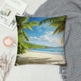 thumbnail image 2 of Chilfamy Short Plush Pillowcase 1 Piece Zipper Closure Sea Beach Coconut Tree White, 2 of 5