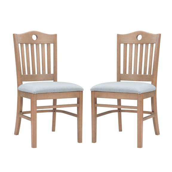 Linon Tanyard Dining Chairs, Set of 2, Natural with Light Gray Fabric
