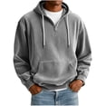 thumbnail image 2 of JUUYY Men's Quarter Zip Pullover Hoodies with Pocket Loose Fit Long Sleeve Casual Half Zipper Hooded Sweatshirt Fall Winter Outfit Gray XXXL, 2 of 6