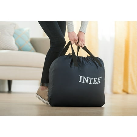 Intex Headboard 18 Queen Dura-Beam Deluxe Raised Air Bed Mattress with Built-in Pump