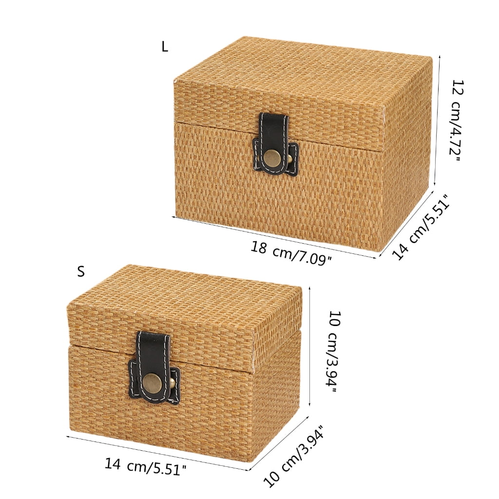 Handcrafted Wood Jewelry Organizer Case Faux Storage Box for Small Items