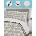 thumbnail image 4 of Quilts Full Size, Beige White Leaves Soft Comforter Bedding Set for Bed, Spring Pastoral Rustic Botanical Lightweight Quilted Bedspread with Pillow Cover(2 Pieces) for All Season, 78x90 Inch, 4 of 6