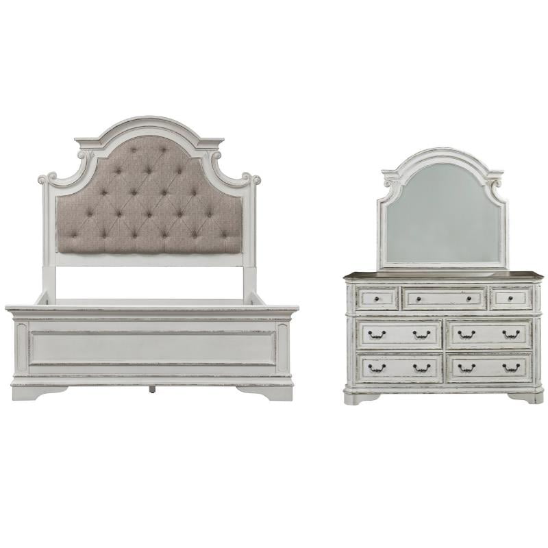 King Bed And Mirror Dresser, Grey Mirror Dresser Set