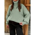 thumbnail image 4 of Women'S Thick Sweater, Warm and Loose, Basic Knitted Pullover for the Office Grass Green S, 4 of 5