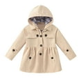 thumbnail image 2 of LFEOOST Kids Winter Coat Size 6 Toddler Kids Girls Boys Casual Button Soild Jacket Coat Long Sleeve Hooded Kids Padded Jackets Beige 7-8Years, 2 of 9