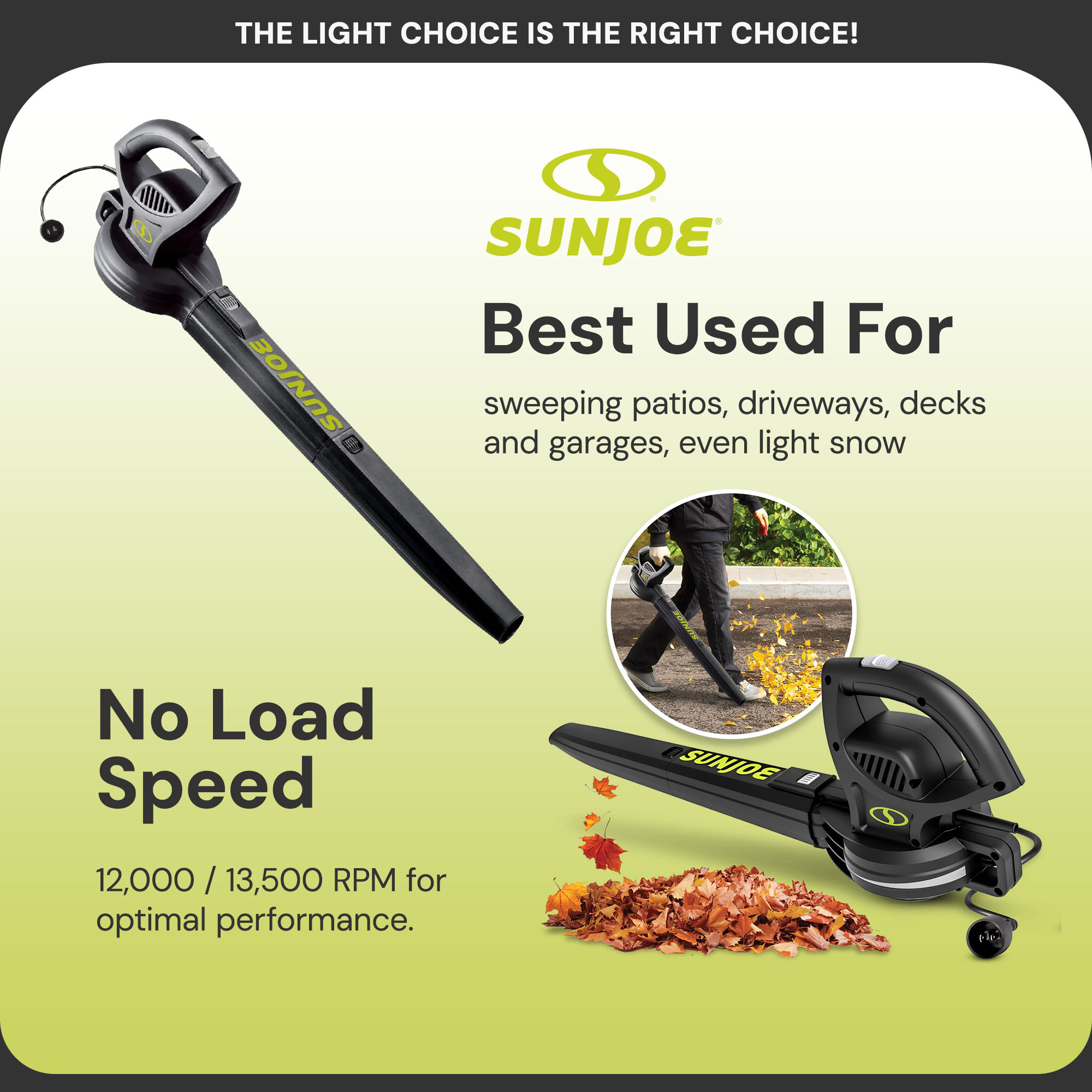 Sun Joe 6-Amp Corded Electric Leaf Blower, 155 MPH, Black photo 3