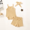 thumbnail image 2 of Ccpelsie Girls Summer Clothing Sets Ruffle Tank Tops and Shorts Cute 2 Piece Outfits 3-10 Years(Beige,12-18 Months), 2 of 8