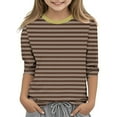 thumbnail image 2 of Kids Clothes Girls Shirts Size 7-8 Crewneck Shirt for Girls 3/4 Length Sleeve T Shirts Striped Top Y2k Girls Tops Size 8, 2 of 5