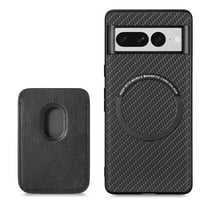 ELEHOLD for Google Pixel 8 Pro Magnetic Wallet Case with Detachable Back Card Holder Fiber Texture Design Full Body Protective Slim Shockproof Case, black