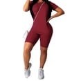 thumbnail image 1 of Kmbangi Women 2PCS Sports Set   +Slim Solid Color Top Short High Waist Pants Tracksuit Set, 1 of 4