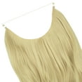 thumbnail image 5 of 3/4 Full Head Synthetic Hair Extensions 18 Inch 120g Invisible Wire Hair Extensions No Clip in Hidden Wire Hair Extensions Invisible Hairpiece Silky Hair Ombre Light Blonde, 5 of 8