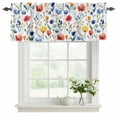 thumbnail image 2 of Colorful Poppies Valances for Windows, Orange Blue Flowers Leaves Light Filtering Kitchen Curtains, Rod Pocket Window Valance Curtains for Living Room Bedroom, 42" W x 18" L, 2 Panels, 2 of 9