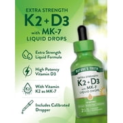 Vitamin D3 K2 Liquid Drops | 2 Fl Oz | With MK-7 | Essential Vitamin Support | by Natures Truth