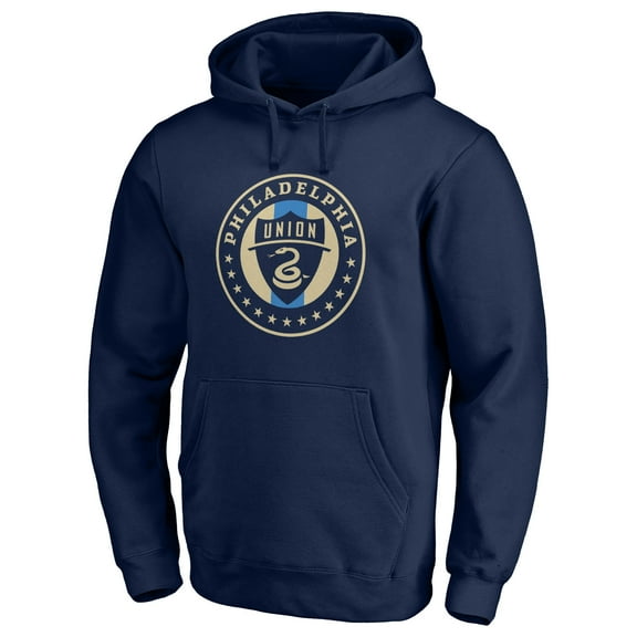 Men's Navy Philadelphia Union Primary Logo Fitted Pullover Hoodie