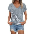 thumbnail image 2 of XMMSWDLA T-Shirt Léger à Manches Courtes et Col Carré pour Femmes, Coupe Ample, Multicolore, 2 of 4
