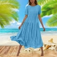 thumbnail image 2 of WRKEKC Summer Casual Dresses for Women, Womens Plus Size T-Shirt Dresses, Women's Summer Solid Color Casual Short Sleeve Crewneck Casual Flowy Maxi Beach Sundress, 2 of 6
