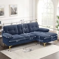 thumbnail image 4 of MERITLIFE 3-Piece Modular Sectional, Textured Dark blue Fabric,Modern Linen Fabric L-Shaped Couch 3-Seat Sofa Sectional,Dark Blue, 4 of 10