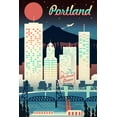 thumbnail image 5 of Portland, Retro Skyline Chromatic Series, Lantern Press, Premium Playing Cards, 52 Card Deck with Jokers, USA Made, 5 of 5