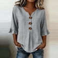 thumbnail image 2 of Ashirexll Womens Casual Tops Fashion Summer 3/4 Sleeve V-Neck Blouse Top Casual Blouses for Everyday Wear, 2 of 7