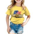 thumbnail image 5 of mgoYE Girls Boys American Flag Shirt Short Sleeve USA 4th of July Flag Tops Loose Patriotic Novelty T-Shirts 250th Anniversary USA T-Shirt(Yellow,7-8 Years), 5 of 5