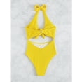 thumbnail image 4 of Traje de baño de una pieza para mujer, cintura alta, ahuecado, sin espalda, con nudo en el busto, traje de baño amarillo L, 4 of 8