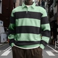 thumbnail image 2 of Purcolt Men's Striped Sweatshirts Soft Color Block Long Sleeve Button Tops Casual Fashion Work Golf Pullover Blouse Shirts, 2 of 5