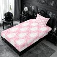 thumbnail image 2 of Erosebridal Ghost Candy Twin Fitted Sheet 2 Pieces,Cute Halloween Bedding,Pink White,1 Fitted Sheet and 1 Pillowcase, 2 of 4