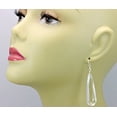 thumbnail image 3 of Sterling Silver Crystal Clear Quartz Earrings Long Large Teardrops Faceted Briolette Designed for Adult Women, 3 of 4
