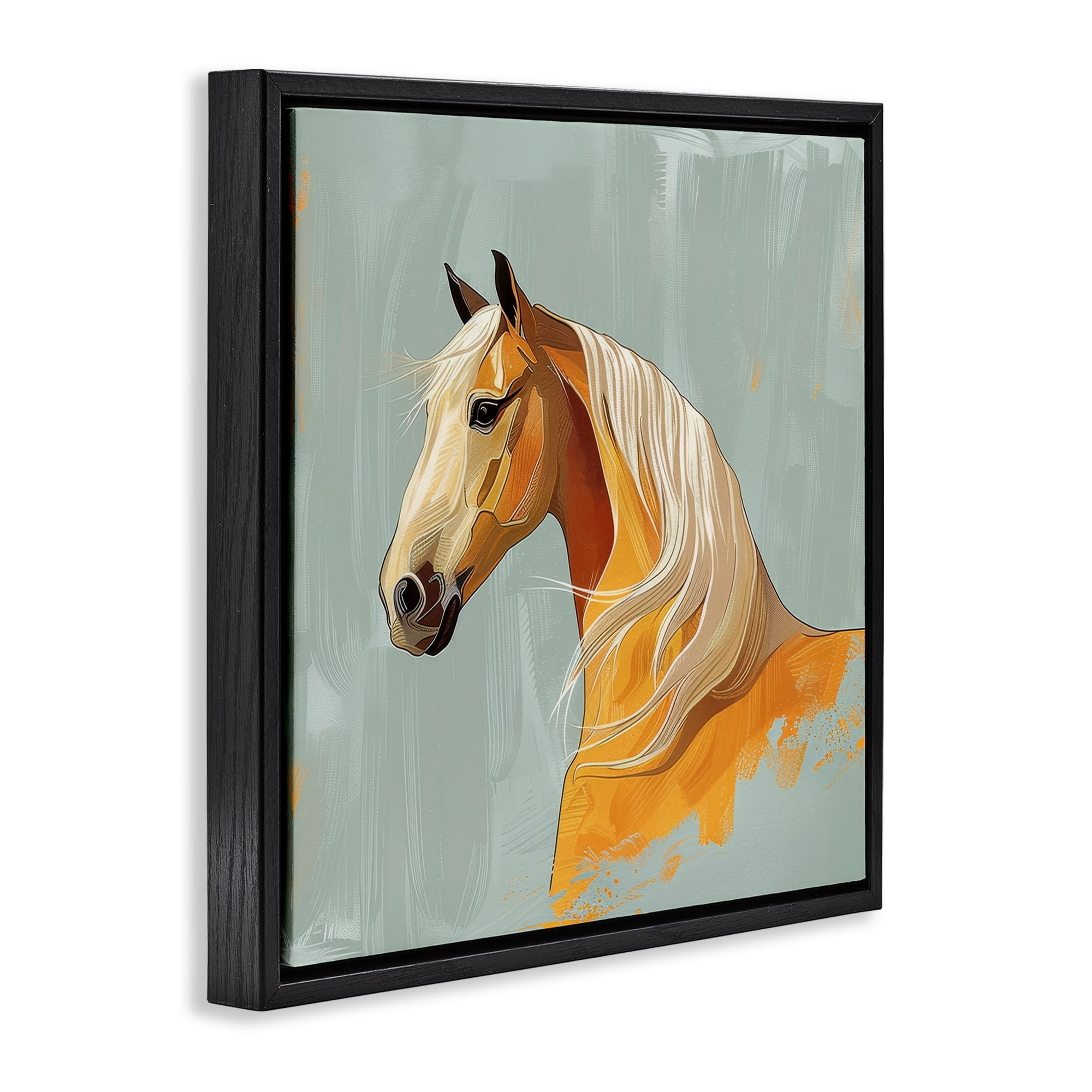 Stupell Industries Equine Elegance Portrait Animals Painting Black Floater Framed Canvas Art Print Wall Art, 18 x 18