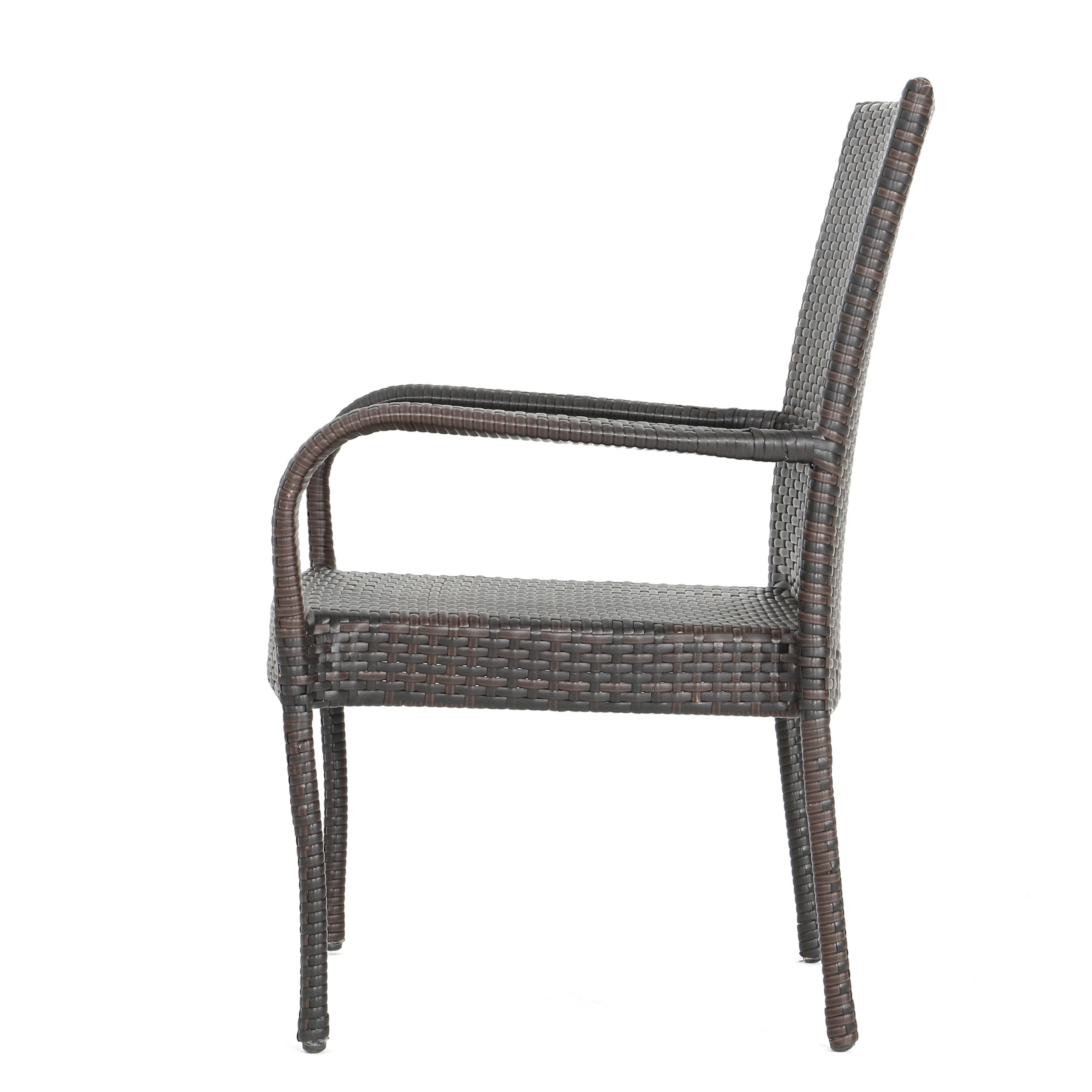 Amelia 7 Piece Outdoor Rectangular Wicker Dining Set, Multibrown