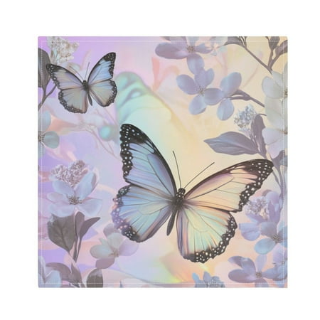 

Napkin Satin Napkin 20*20Inchx4 Kitchen Towel Dinner Plate Towel Decorative Towel Napkin Tea Towel Suitable For Kitchen Table Purple Rainbow Butterfly