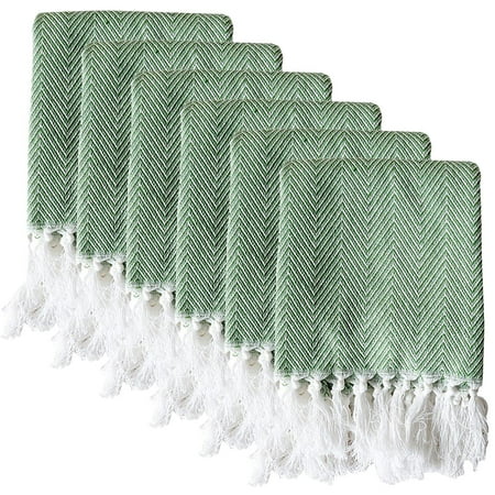 

Tassel Woven Fabric Napkin Placemat Wave Pattern Yarn-Dyed Tea Towel Convenient Farmhouse Decor Towels Decorative Set 40*60Cm