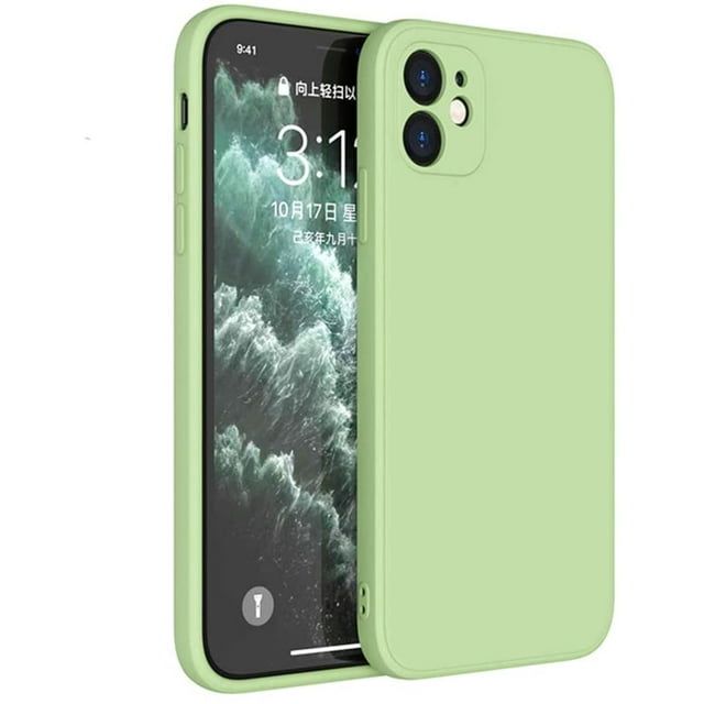 Liquid Silicone Case Compatible with iPhone 12 6.1 Inch, Anti Scratch & Fingerprint, Microfiber Lining Shockproof Full Body Covered Slim Soft Gel Rubber Enhanced Camera & Screen Drop Protection, Green