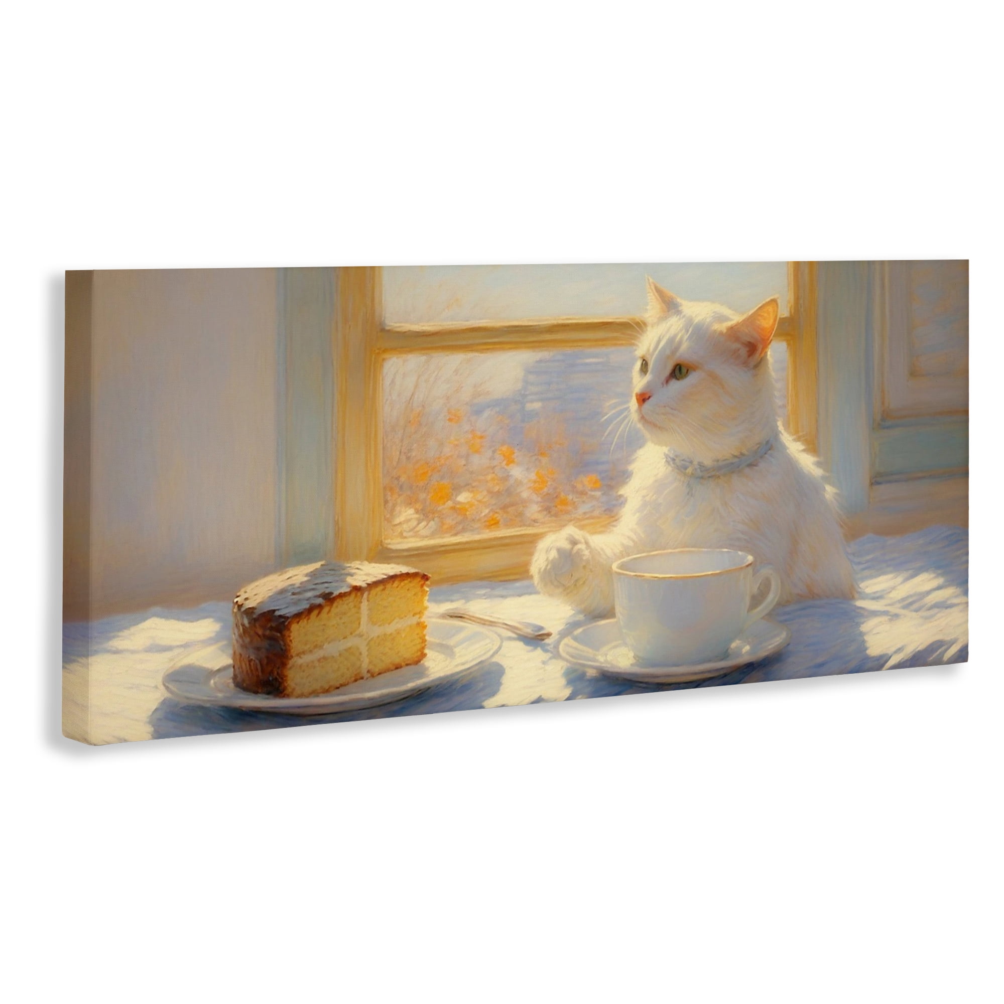 Stupell Industries Sunlit Tea Party Cat Canvas Wall Art, design by Angie Hawke