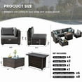 thumbnail image 3 of TANGJEAMER Outdoor Garden 8 Piece Patio Furniture with 43" 55000BTU Gas Propane Fire Pit Table Rattan Wicker Sectional Set, 3 of 8