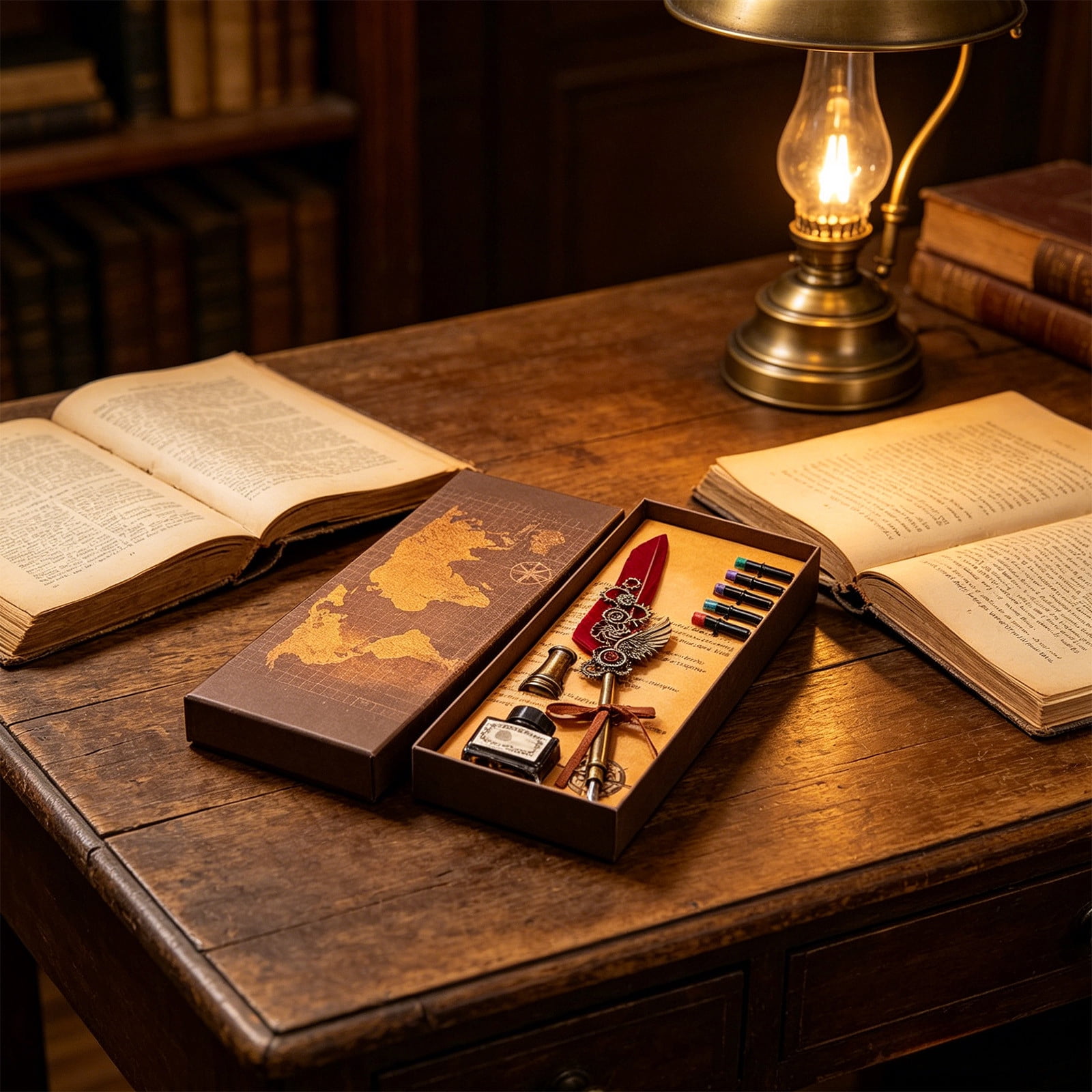 Xheghe Steampunk Quill Pen Set with Ink and Stand - Elegant Writing Kit for Journaling, Letter Writing, and Gifts for Adults