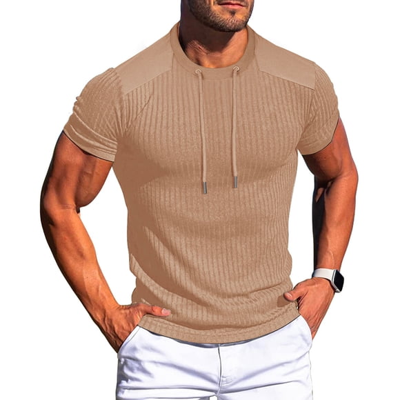 LVHAOGJOB Mens Sport Shirts Solid Color Crew Neck Cotton Summer Tee Shirt for Ladies Short Sleeve Yellow M