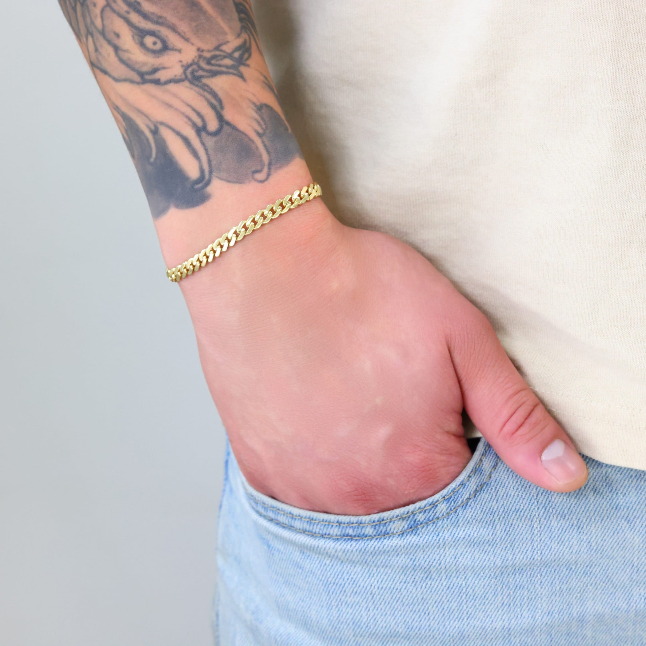 Nuragold 10k Real Yellow Gold Royal Monaco 5mm Miami Cuban Link Bracelet (6"-9") Italian Jewelry for Men & Women
