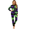 thumbnail image 2 of Halloween Pajamas, Halloween Matching Family Pajamas Green Pumpkin Bat Print Long Sleeve 2Pcs Pj Set Soft Sleepwear Nightwear Loungewear Holiday Party Costume Festive Cool Spooky Season for Family, 2 of 6