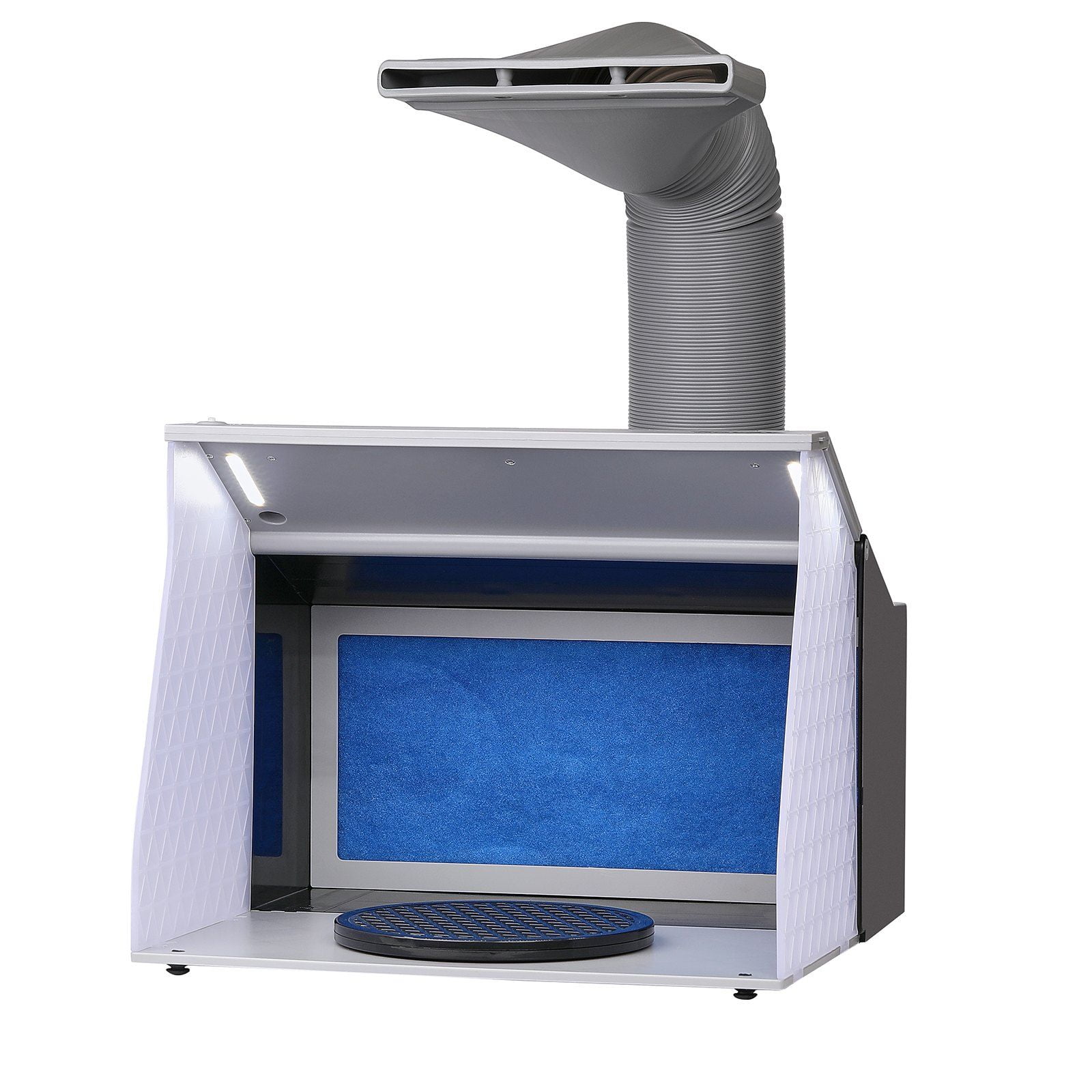 Hobby Airbrush Spray Booth with 4 LED Lights, 2 Exhaust Fans, 6ft Hose & Turntable - Ideal for Art, Cake Decor, Model Painting