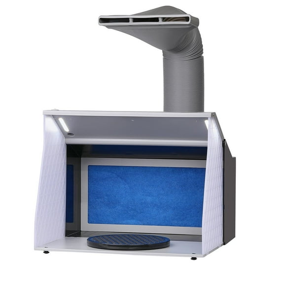 Portable Airbrush Spray Booth Kit with 4 LED Lights, Dual Turbo Fans, Turntable & 6ft Hose - for Model Painting, Arts, Crafts, Cakes