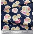 thumbnail image 3 of Soimoi Blue Cotton Duck Fabric Dot & Ranunculus Floral Print Fabric by Yard 56 Inch Wide, 3 of 3