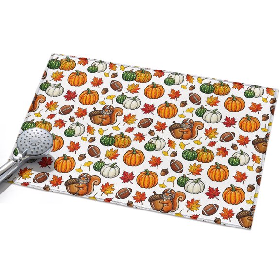 Thanksgiving Entryway Rug 2x3ft Washable Non Slip Bathroom Rug Indoor Floor Front Door Mat Fall Pumpkin Leaves Squirrel Rustic Farmhouse Rectangle Area Rugs Carpet for Kitchen Office Dining Room Home