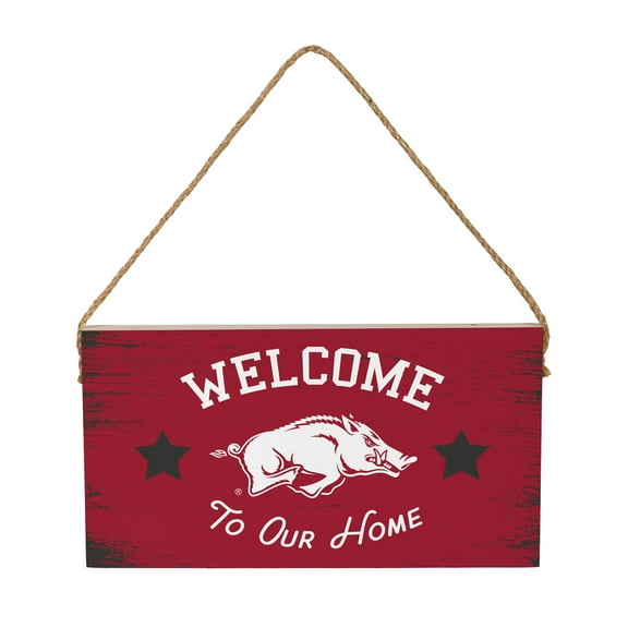 Arkansas Razorbacks 6" x 11" Welcome Home Wood Wall Sign with Rope Hanger