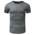 thumbnail image 5 of Haut d'Été pour Hommes Couleur Unie Ajusté Manches Courtes Col Rond Longueur Longue, 5 of 5