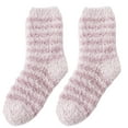 thumbnail image 6 of Lomubue 1 Pair Floor Socks Striped Fuzzy Stretchy Soft Mid-calf Cold Resistant Comfortable Winter Thermal Women Indoor Home Slipper Sleeping Socks for Daily Wear, 6 of 10