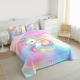 thumbnail image 3 of Homewish Magic Unicorn Animal Bedding Comforter Set, Dreamy Rainbow Print Twin Comforter Sets, Dreamy Fairy Tale Reversible Bedding Set, Ultra Soft Bedroom Decor, 2pcs, 3 of 8