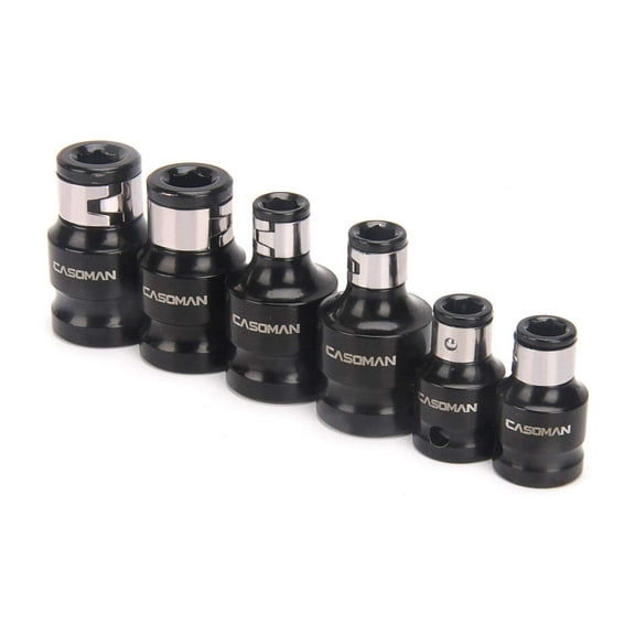 CASOMAN Bit Socket Adapter Set -1/4"Hex *3/8" Dr. 1/4"Hex*1/2" Dr., 5/16"Hex *1/2" Dr.,1/4-inch Dr. Hex Power Bit Holder & 5/16" 1/4-inch Dr.Hex Power Bit Holder Set, 6 Piece Impact Coupler Set
